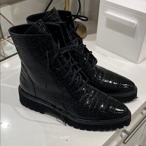 Freda Salvador Black Crocodile Boots